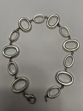 Sterling Silver 925 Unique Oval Link Bracelet